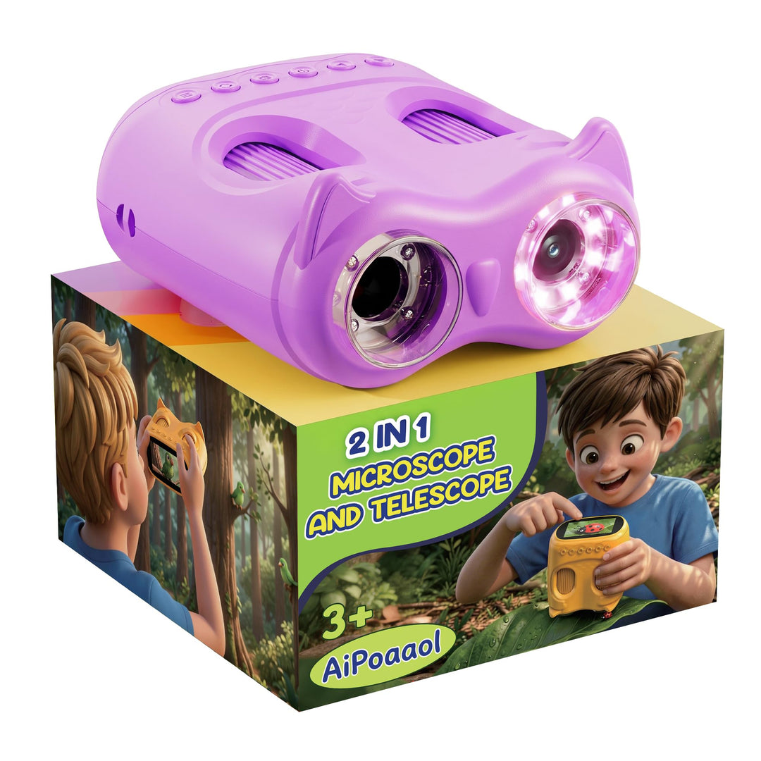1000X Digital Mikroskop für Kinder Pocket: 2-in-1 Lupe &amp; 10X Teleskop - Geschenk für Jungen Mädchen