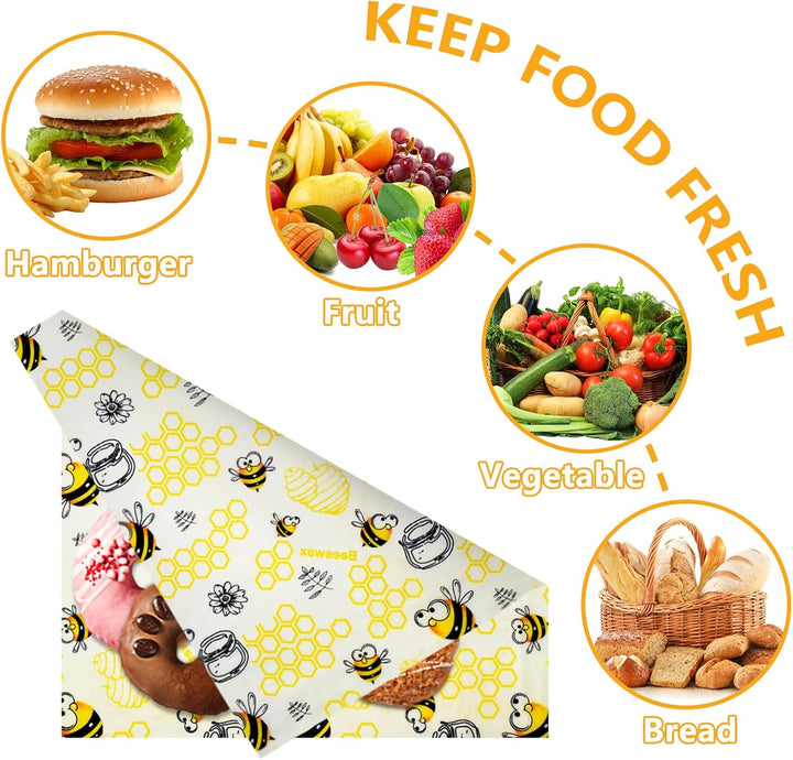 JOYBOY Bienenwachstücher,Bienenwachs-Wraps,Wiederverwendbare Bienenwachs Wraps Set aus 100*33 Wachsp