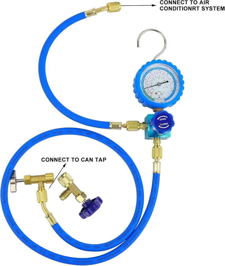 R290 und R600A Ladekrümmerschlauch und Einzel-Messgerät-Set mit 1,27 cm ACME Can Tap und BPV31 Bulle