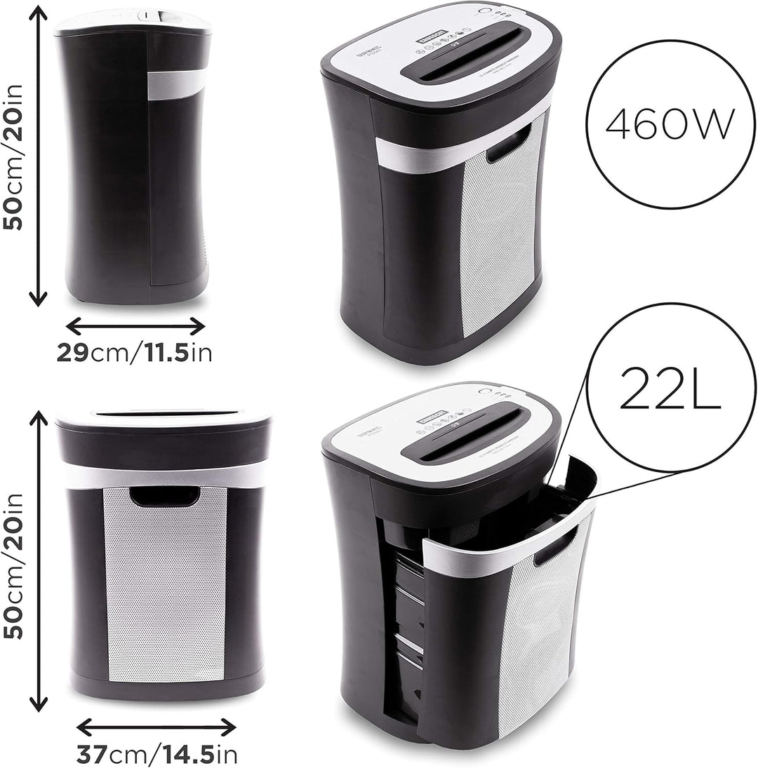 Duronic PS581 Aktenvernichter | 15 Blatt Partikelschnitt P4 | 22 Liter Papierkorb | Kreuzschnitt Sch