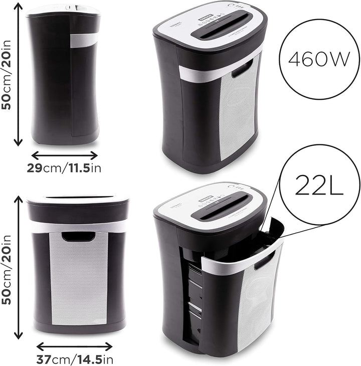 Duronic PS581 Aktenvernichter | 15 Blatt Partikelschnitt P4 | 22 Liter Papierkorb | Kreuzschnitt Sch