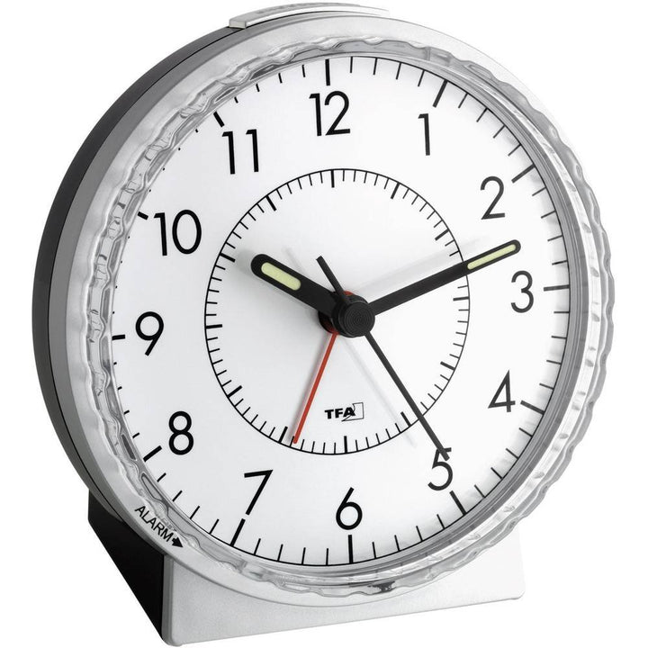 TFA Dostmann Wecker analog, 60.1010, leises Uhrwerk, extra lauter Weckalarm mit Glockenton, Hintergr