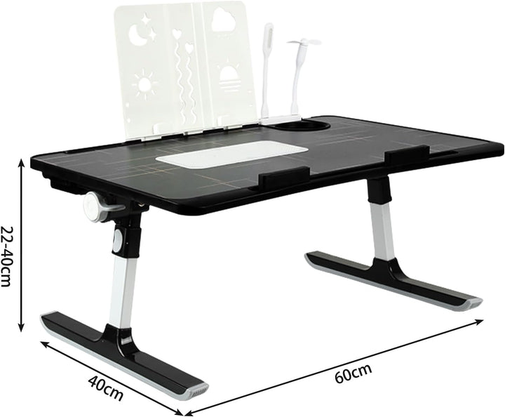 OHMG Laptop-Bett, höhenverstellbar und Winkel, faltbar, neigbar, mit Kühler/USB-Ports/Schublade, für