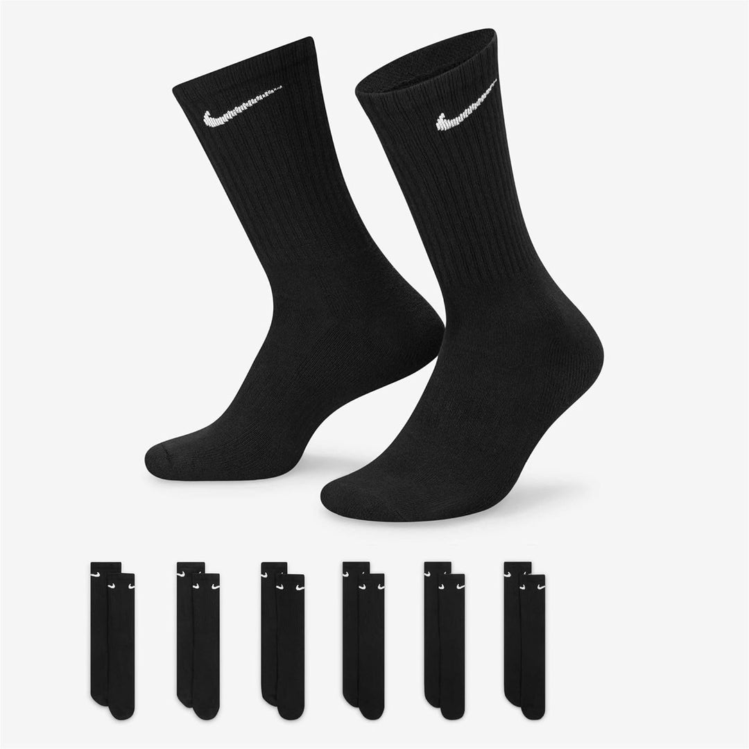 Nike Performance Kissen Crew Socken mit Band (6 Paar), schwarz/weiss, Grösse L