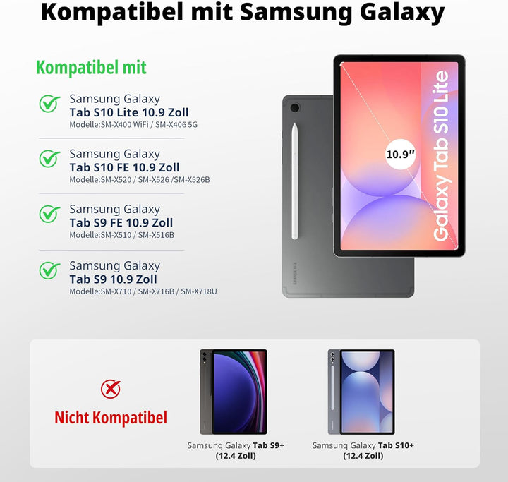 EasyAcc Tastatur Hülle Kompatibel mit Samsung Galaxy Tab S9 FE 10.9 Zoll / S9 2023 11 Zoll mit Schut