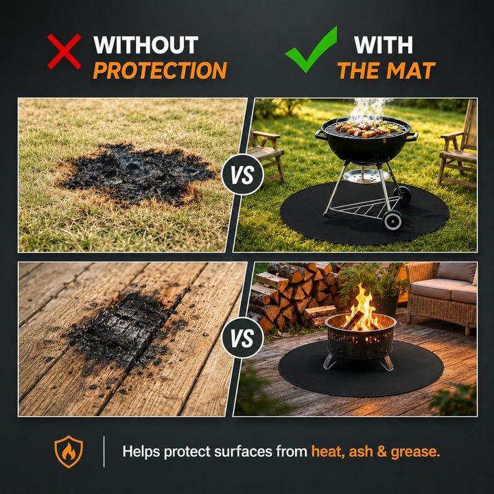 Feuerfeste Unterlage, Feuerstellenmatte, Runde unter Grill Decke für Outdoor-Grill, feuerfeste Matte