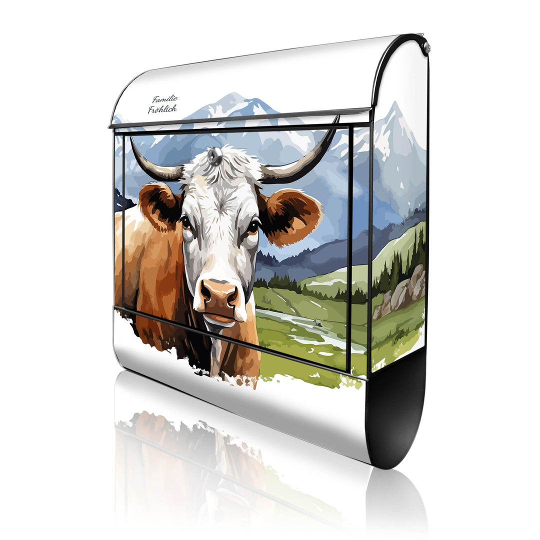 banjado Design Briefkasten personalisiert 38,5x46,5x13cm &amp; 2 Schlüssel - Briefkasten Stahl Schwarz Z