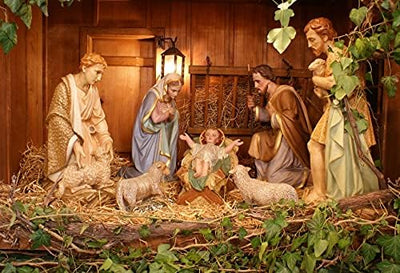 Renaiss 2.7x1.8m Geburt Jesu Hintergrund Krippe Krippe Fotografie Hintergrund Weihnachten Party Deko