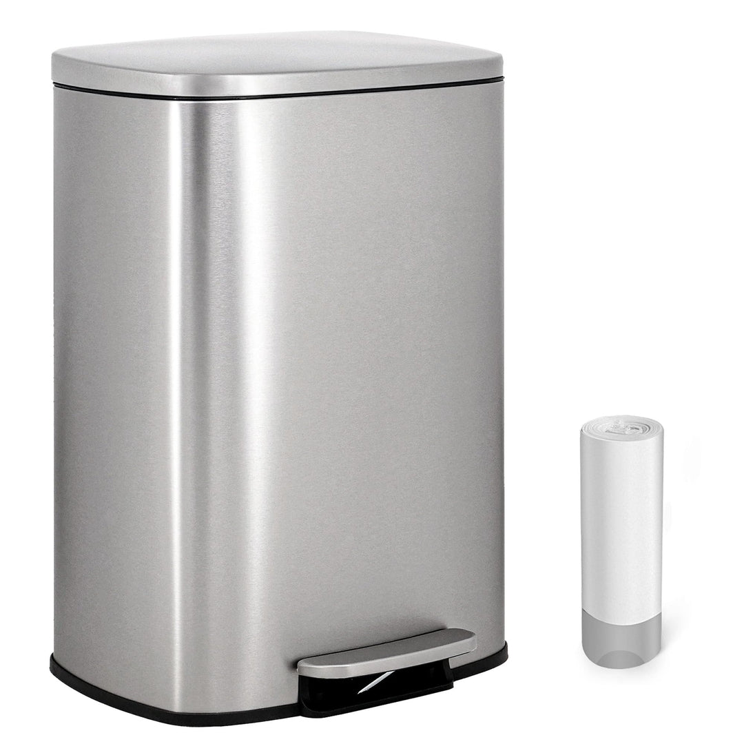 Mülleimer Küche, 50 Liter, fingerabdrucksicherer Edelstahl-Mülleimer mit Soft-Close-Deckel und Pedal