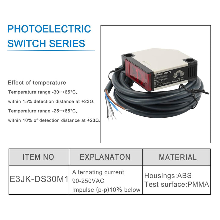Heschen Photoelektrischer Schalter, E3JK-DS30M1 AC90-250V, normalerweise offen (NO), Diffusortyp, Er