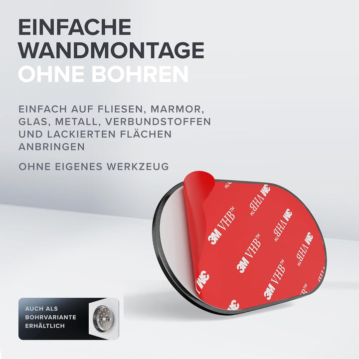 Haartrocknerhalter Mesmogtind | Edelstahl | Gunmetal | mit Wandmontage ohne Bohren | mit Fönpolsteru