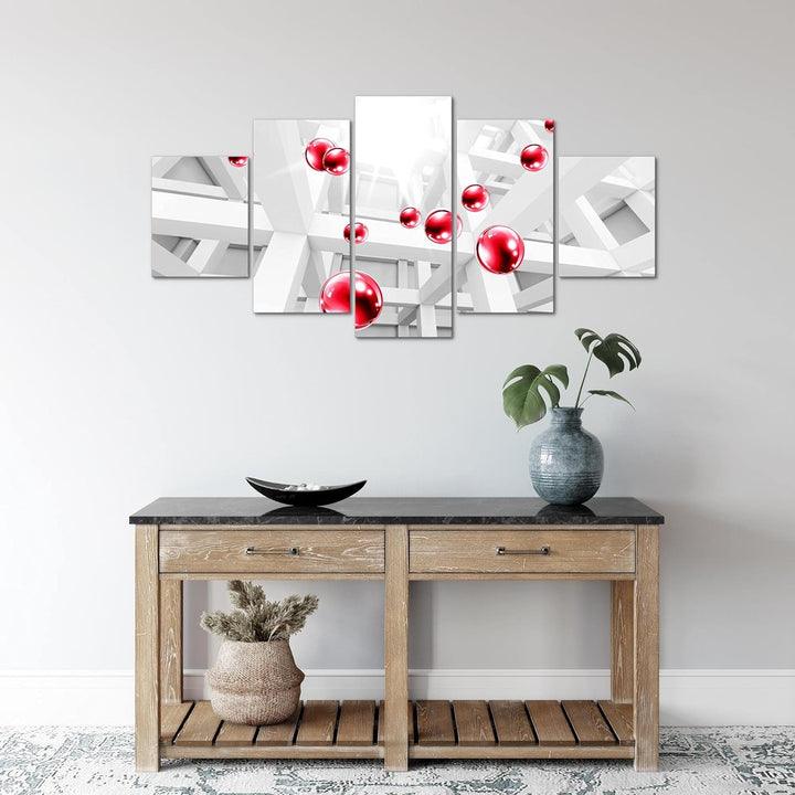 Runa Art Wandbilder Abstrakt Kugel 5 Teilig Bild auf Vlies Leinwand Deko Wohnzimmer Schlafzimmer 3D