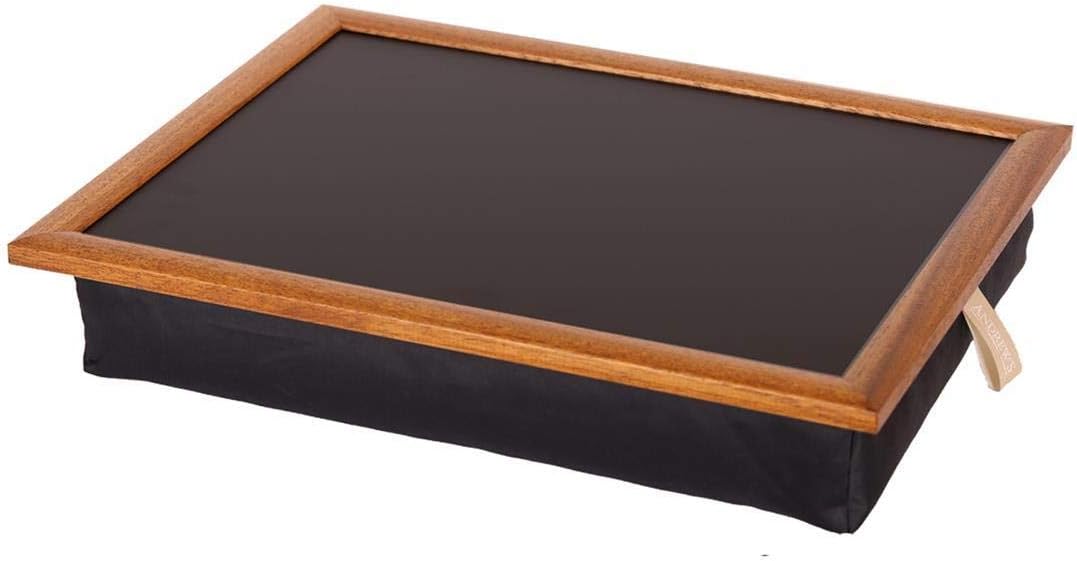 Andrew´s Knietablett Laptray mit Kissen Tablett für Laptop Stoff Uni schwarz/of schwarz/Rahmen