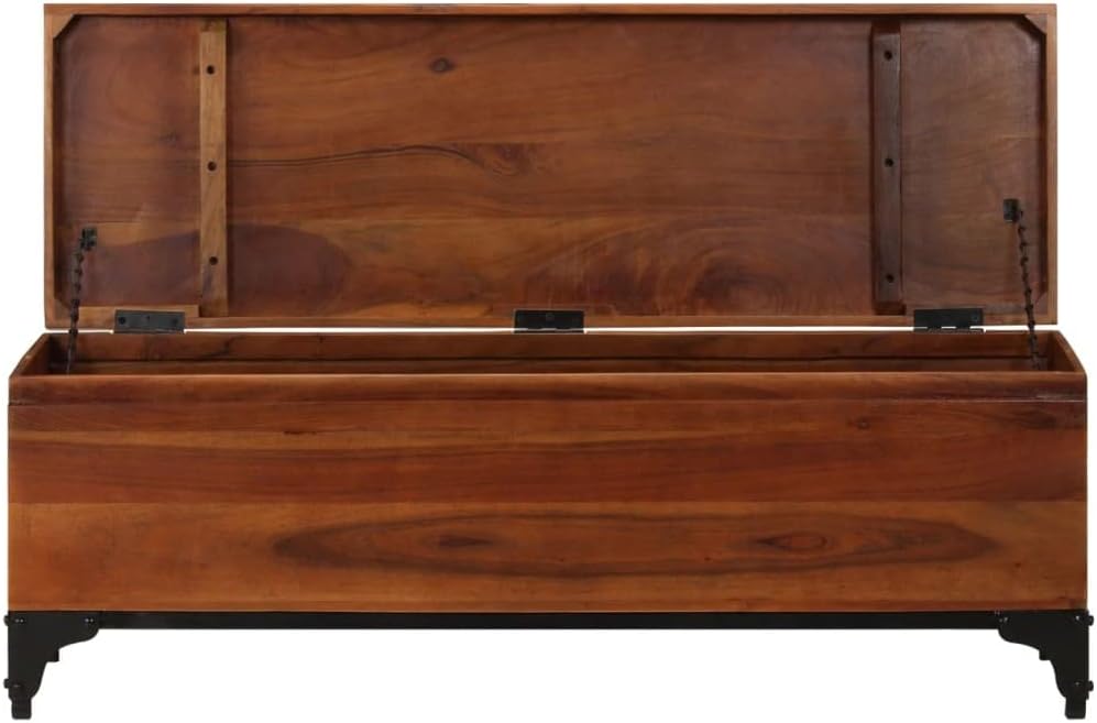 homiuse Aufbewahrungstruhe 110x35x41 cm Akazie Massivholz Schatztruhe Schatzkiste Truhe mit Deckel S
