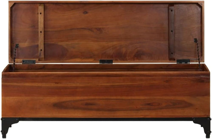 homiuse Aufbewahrungstruhe 110x35x41 cm Akazie Massivholz Schatztruhe Schatzkiste Truhe mit Deckel S