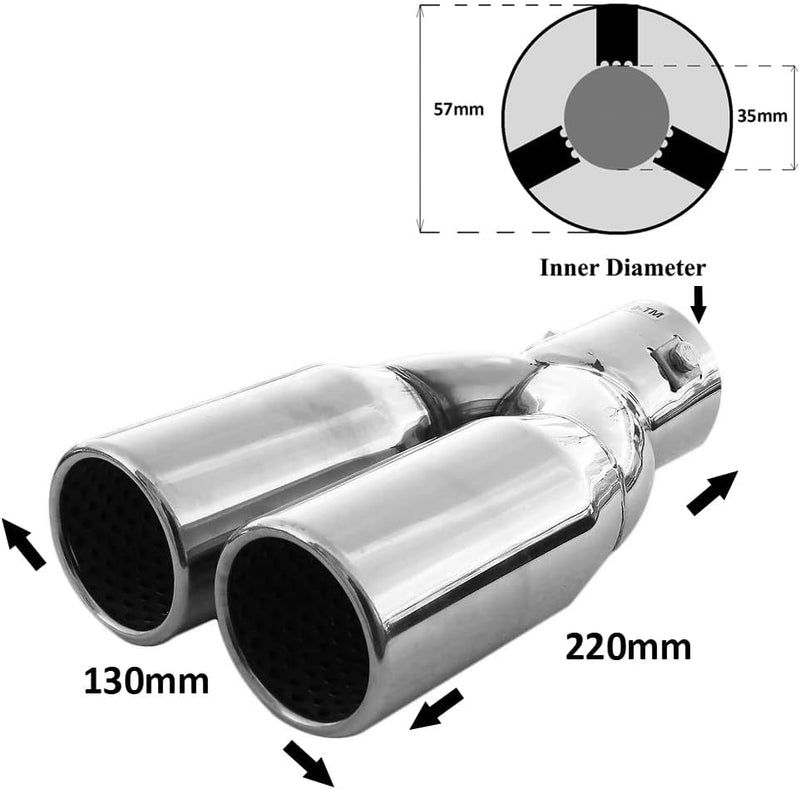 Auspuffblende Doppelrohr Endrohr Edelstahl Auto Endrohrblenden Auspuffendrohr Auspuffrohr Tuning Uni