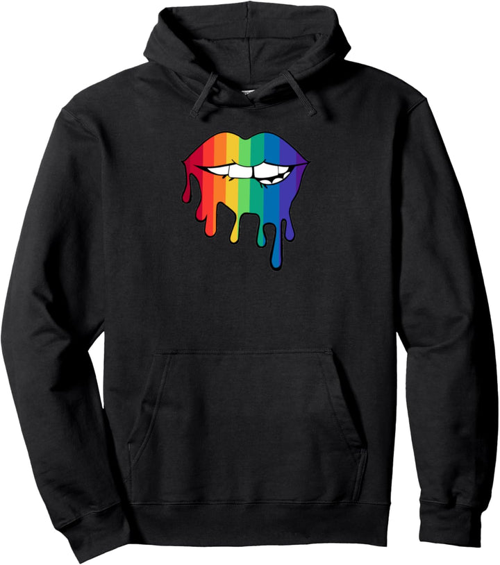 Lippen Tropfende Regenbogen Farben Design 1 Pullover Hoodie