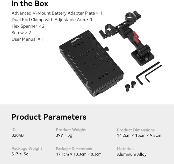 SMALLRIG V Mount Battery Adapter Plate, Adapterplatte Versorgungsverteiler mit 15mm Stangenklemme un
