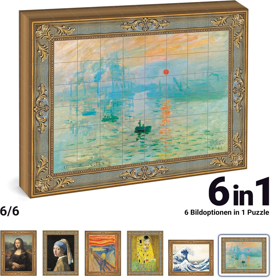 TOSY Picture Cube Iconic Masterpieces: 6-in-1 magnetisches Bilderpuzzle, 80 Blöcke, 488 Flächen/Magn