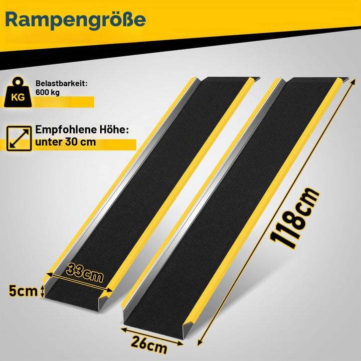 Tubiaz 2X Auffahrrampe, rutschfeste Verladeschien, Verladerampe bis 600kg, Aluminium Auto Laderampe,