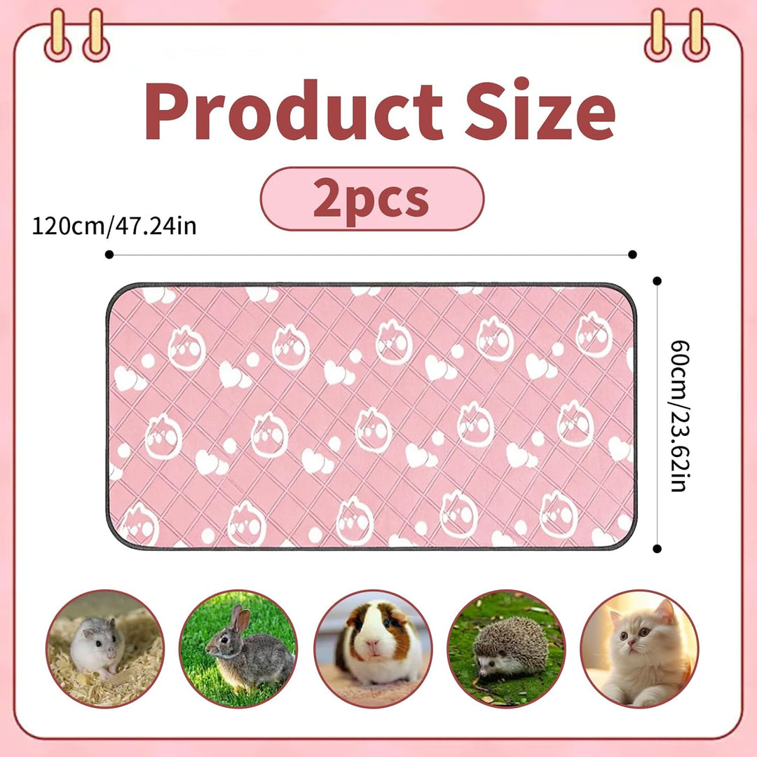 2 Stück 60x120cm Meerschweinchen Unterlage Waschbar: Pipipads Meerschweinchen, Rosa, wasserdichte Su