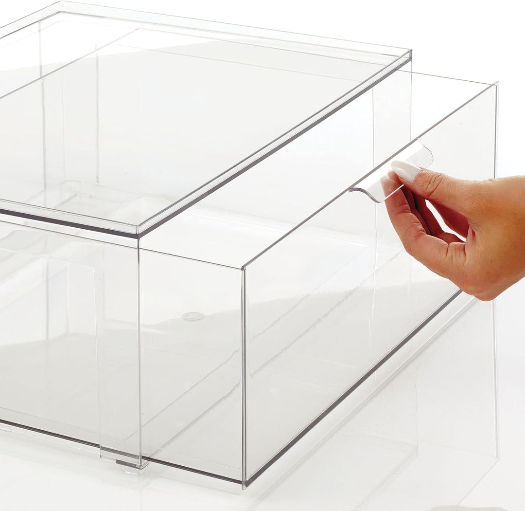 mDesign grosse Aufbewahrungsbox mit Schublade – stabile Schubladenbox aus BPA-freiem Kunststoff zur