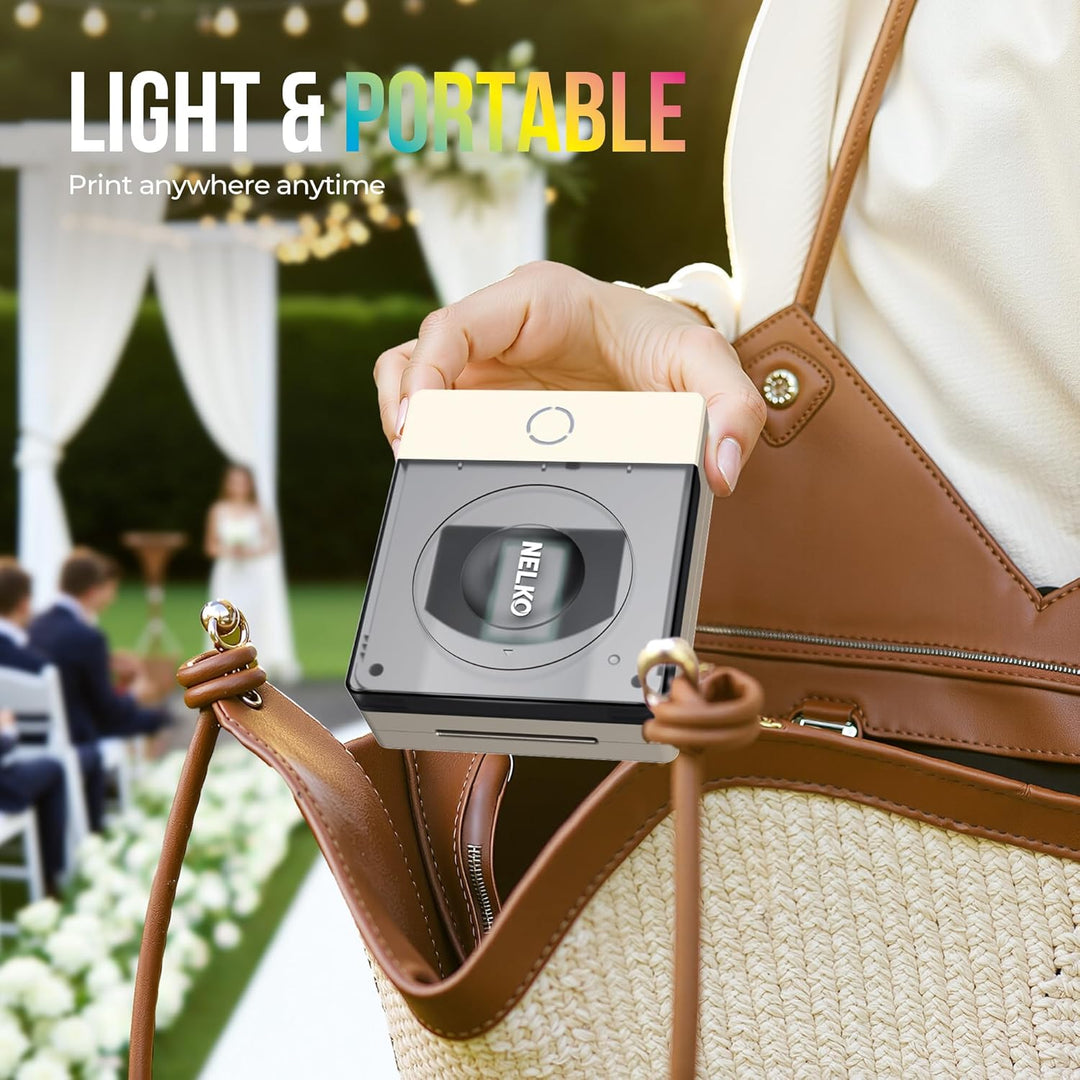 Nelko Fotodrucker PP02 Farbe Tragbarer Mini Fotodrucker für Smartphone, Tintenstrahl Aufkleber Druck