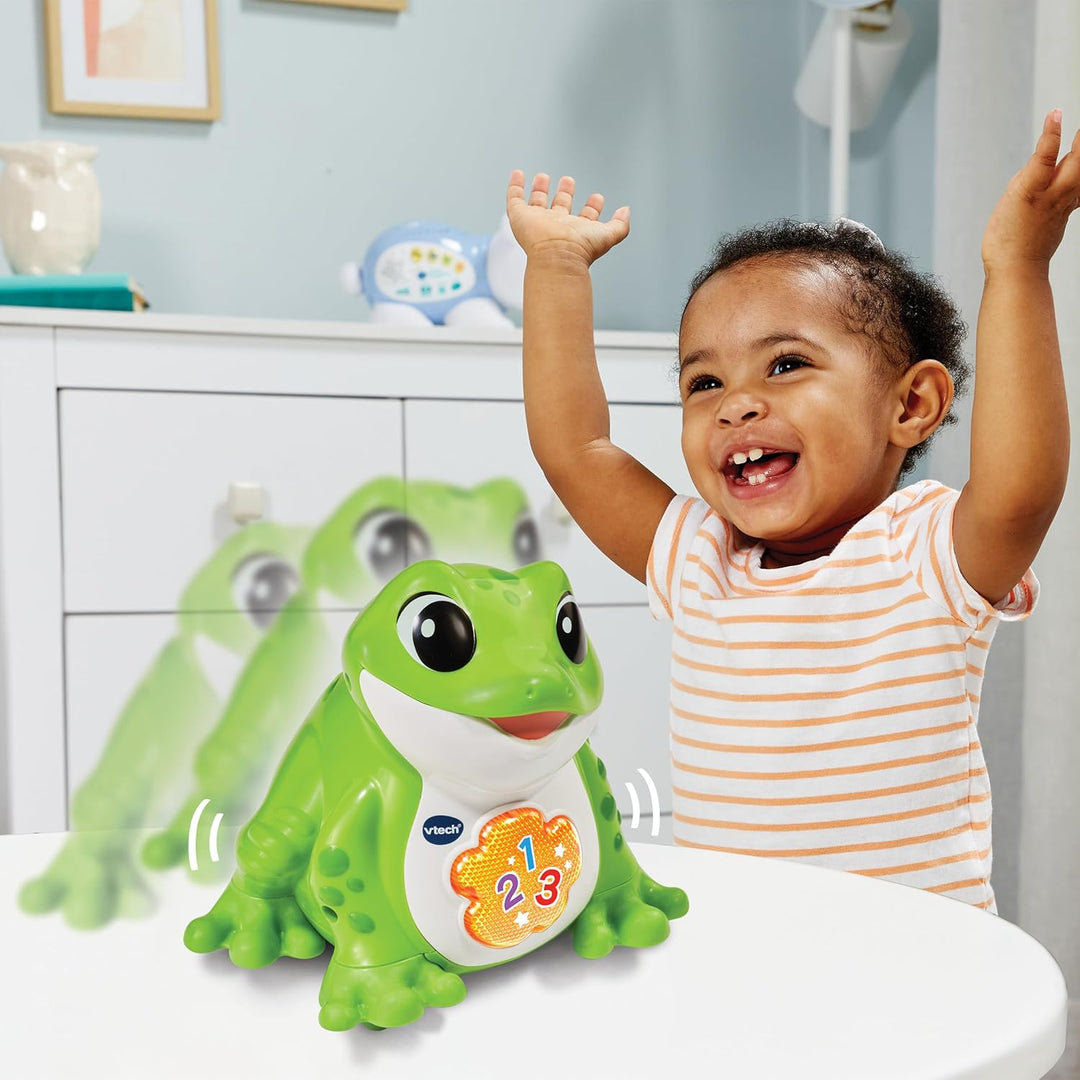 VTech Interaktiver Hüpf-Frosch für Kinder – Singender & Springender Musikfrosch mit Lichteffekten, L