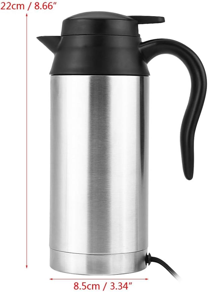 12V Auto Wasserkocher, 750 ml Edelstahl mit Zigarettenanzünder Heizung Wasserkocher Becher Elektrisc