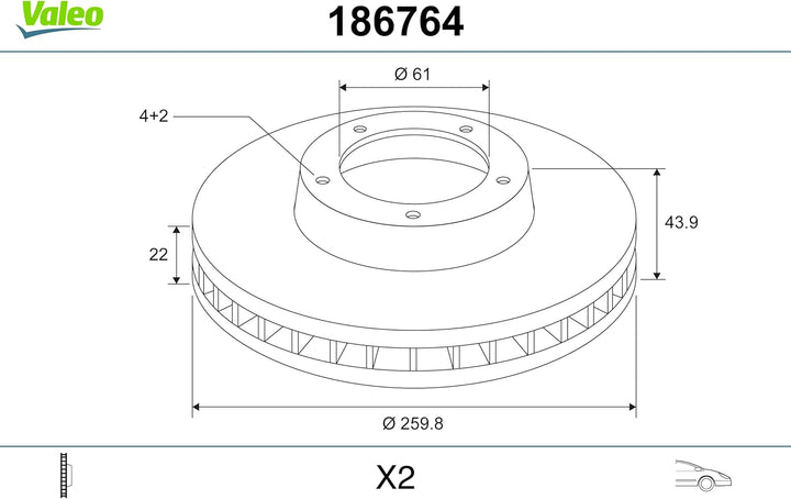 VALEO 186764 Bremsscheibe