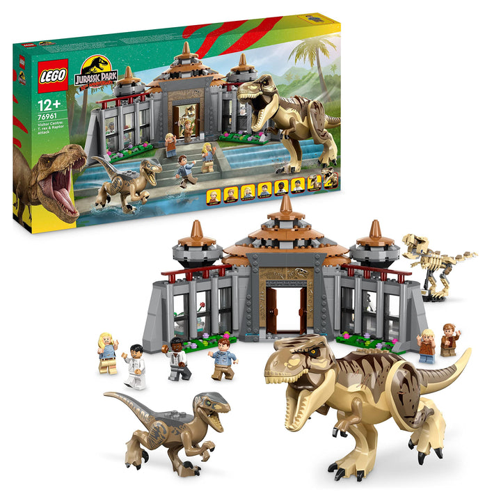 LEGO 76961 Jurassic Park Angriff des T. rex und des Raptors aufs Besucherzentrum, Dinosaurier Spielz