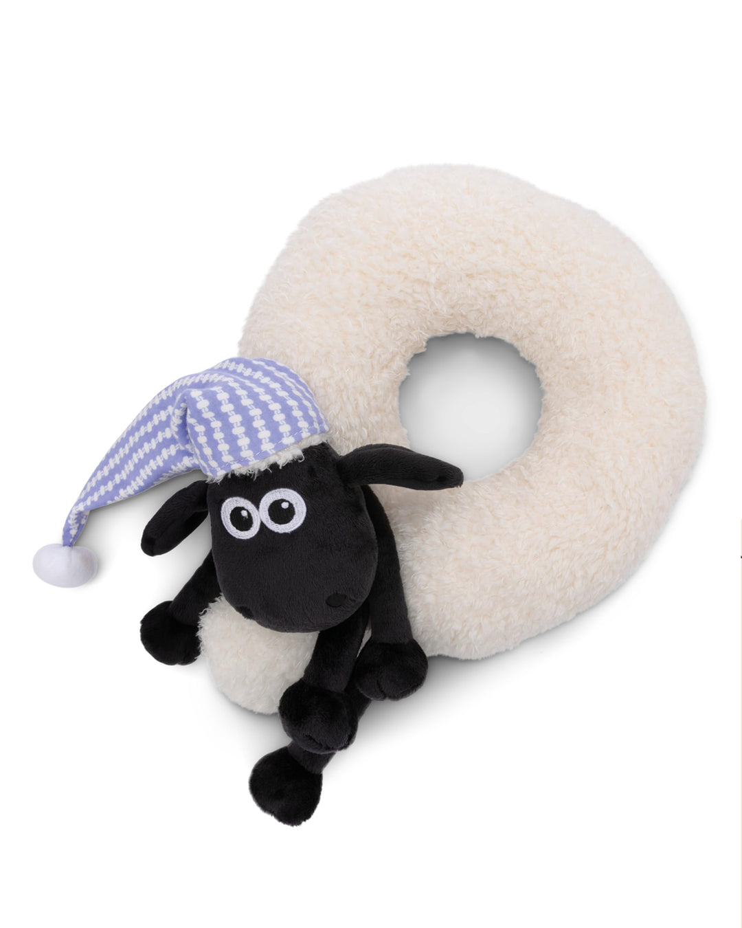 NICI Nackenkissen Kinder Shaun das Schaf 25x25cm - Nackenhörnchen - Flauschiges Kinderkissen für Mäd