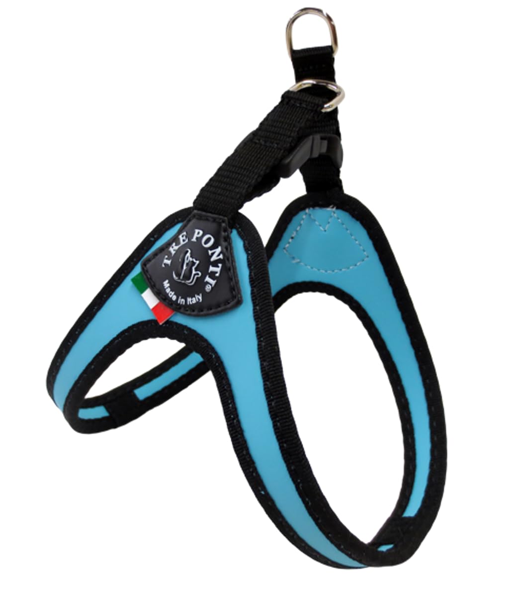 Tre Ponti Geschirr für Hunde, mit Click-Verschluss &amp; schwarzem Rand Blau 3 hellblau / schwarz Gr.3 /