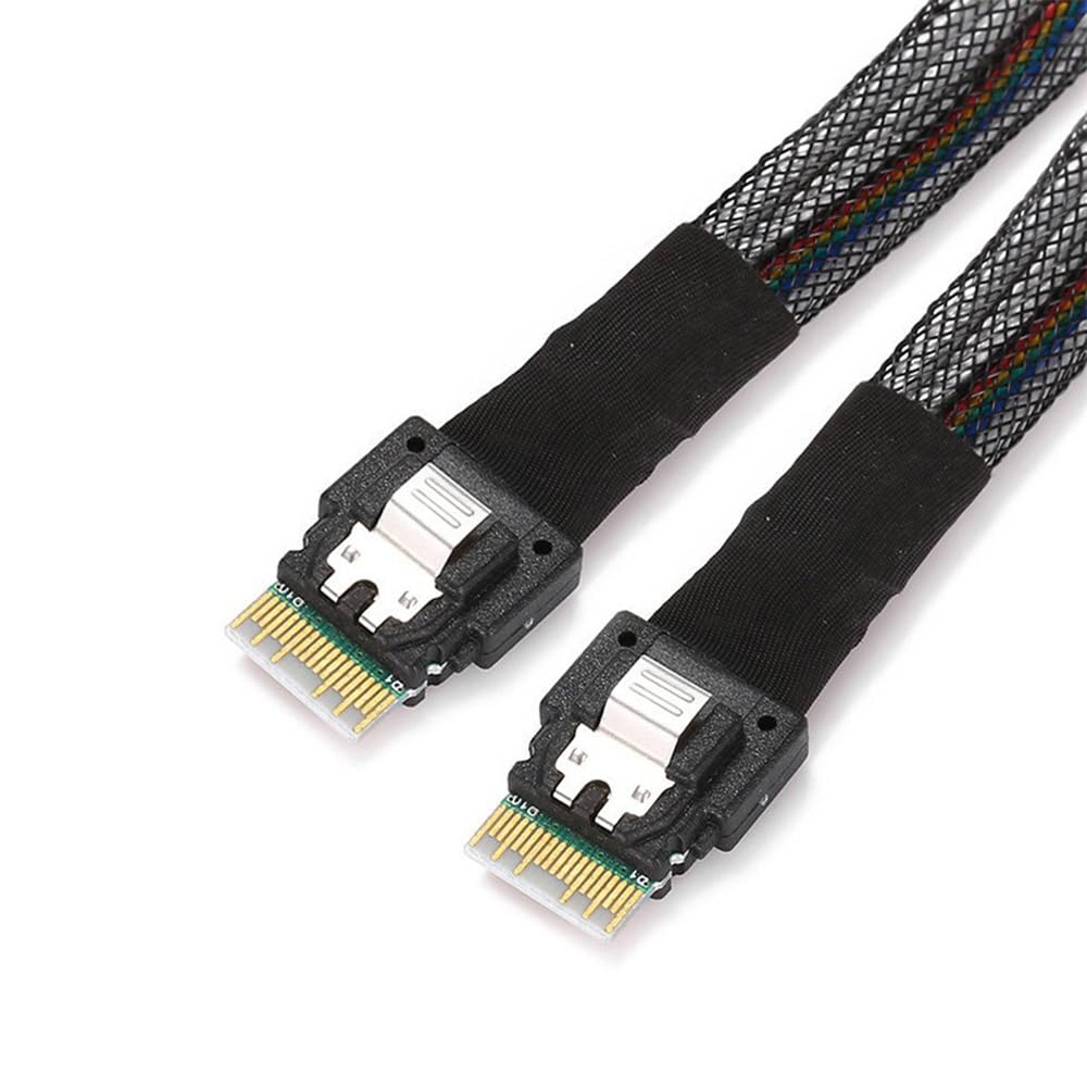 xiwai PCI-E Slimline SAS 4.0 SFF-8654 4i 38pin Host auf SFF-8654 Slim SAS Zielkabel, 40 cm SFF-8654