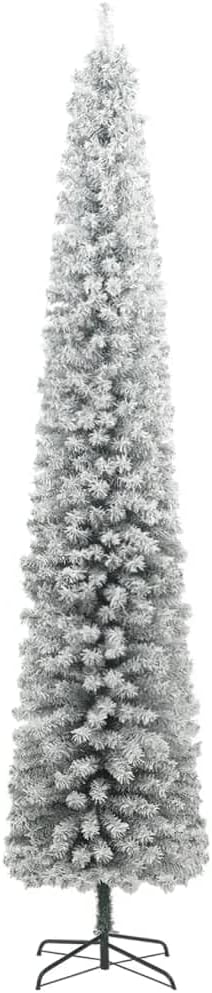vidaXL Weihnachtsbaum Schlank, Christbaum mit Metallständer, Weihnachtsdekoration mit weissem Kunsts