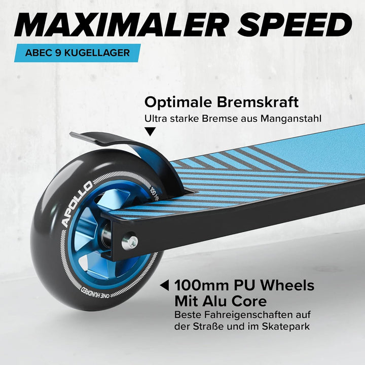 Apollo Stunt Scooter - Genius Pro | Robuster Kinder Scooter mit ABEC 9 Kugellager | Trick Roller, Tr