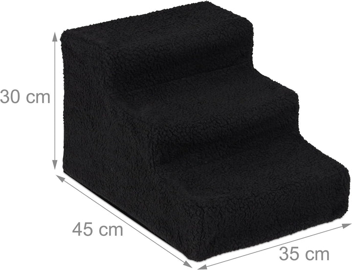 Relaxdays Hundetreppe 3 Stufen, kleine & grosse Hunde, Bett & Couch, Stoffbezug, Tiertreppe innen, 3