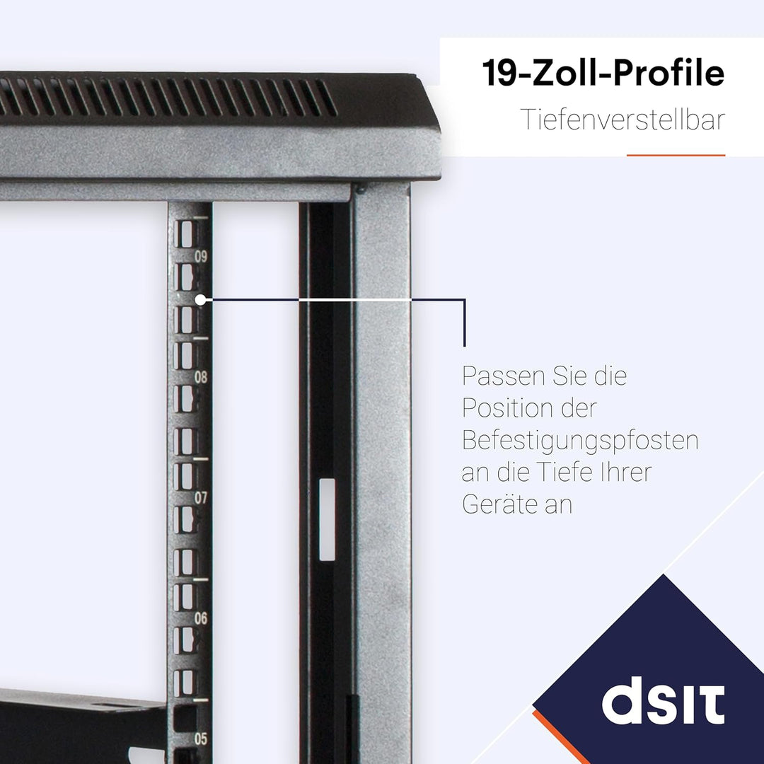 DSIT 9HE Netzwerkschrank (Serverschrank) 19 Zoll Wandmontage - mit Metalltür (BxTxH) 600 x 450 x 500