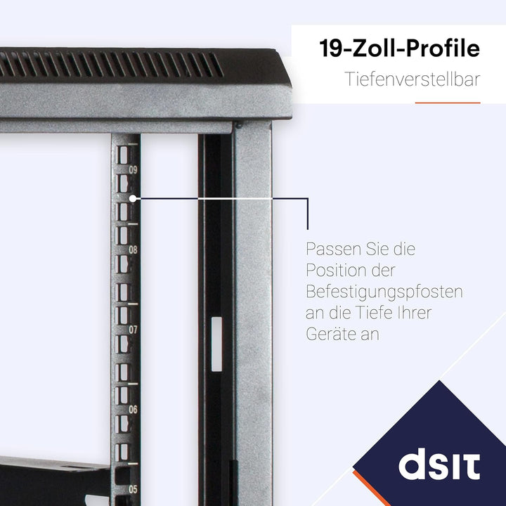 DSIT 9HE Netzwerkschrank (Serverschrank) 19 Zoll Wandmontage - mit Metalltür (BxTxH) 600 x 450 x 500
