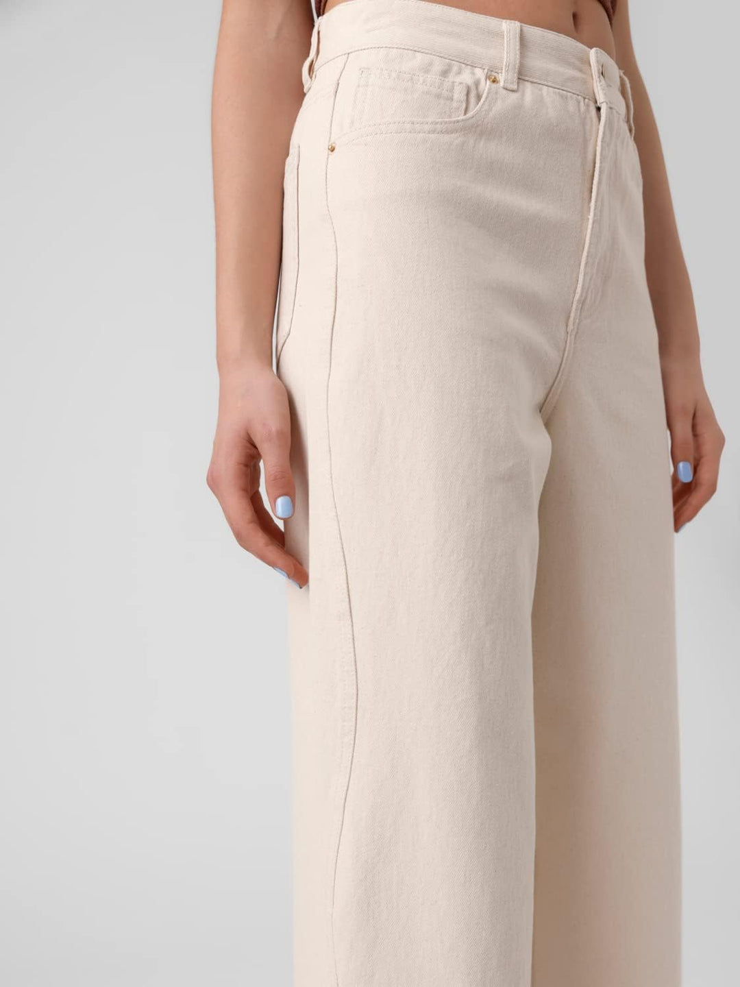 VERO MODA Damen Vmkathy SHR Wide Wave Ecru Jeans Hose 27W / 30L Ecru, 27W / 30L Ecru