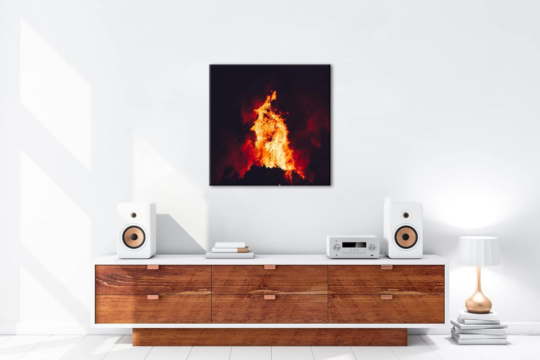 deyoli brennendes Feuer Format: 70x70 cm als Leinwandbild, Motiv fertig gerahmt auf Echtholzrahmen,