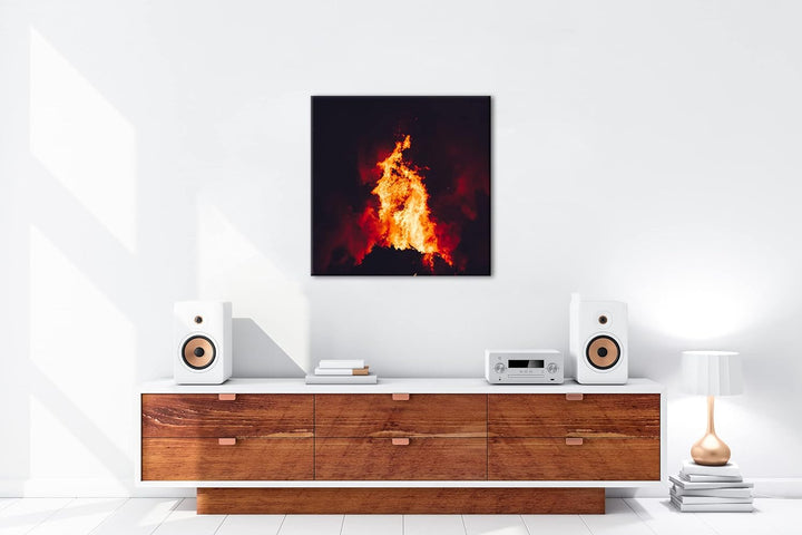 deyoli brennendes Feuer Format: 70x70 cm als Leinwandbild, Motiv fertig gerahmt auf Echtholzrahmen,