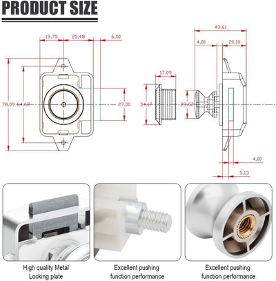 10 Stück Push Button Catch Door Lock Türknauf Verriegelung Druckknopfverriegelung passend für 15-18