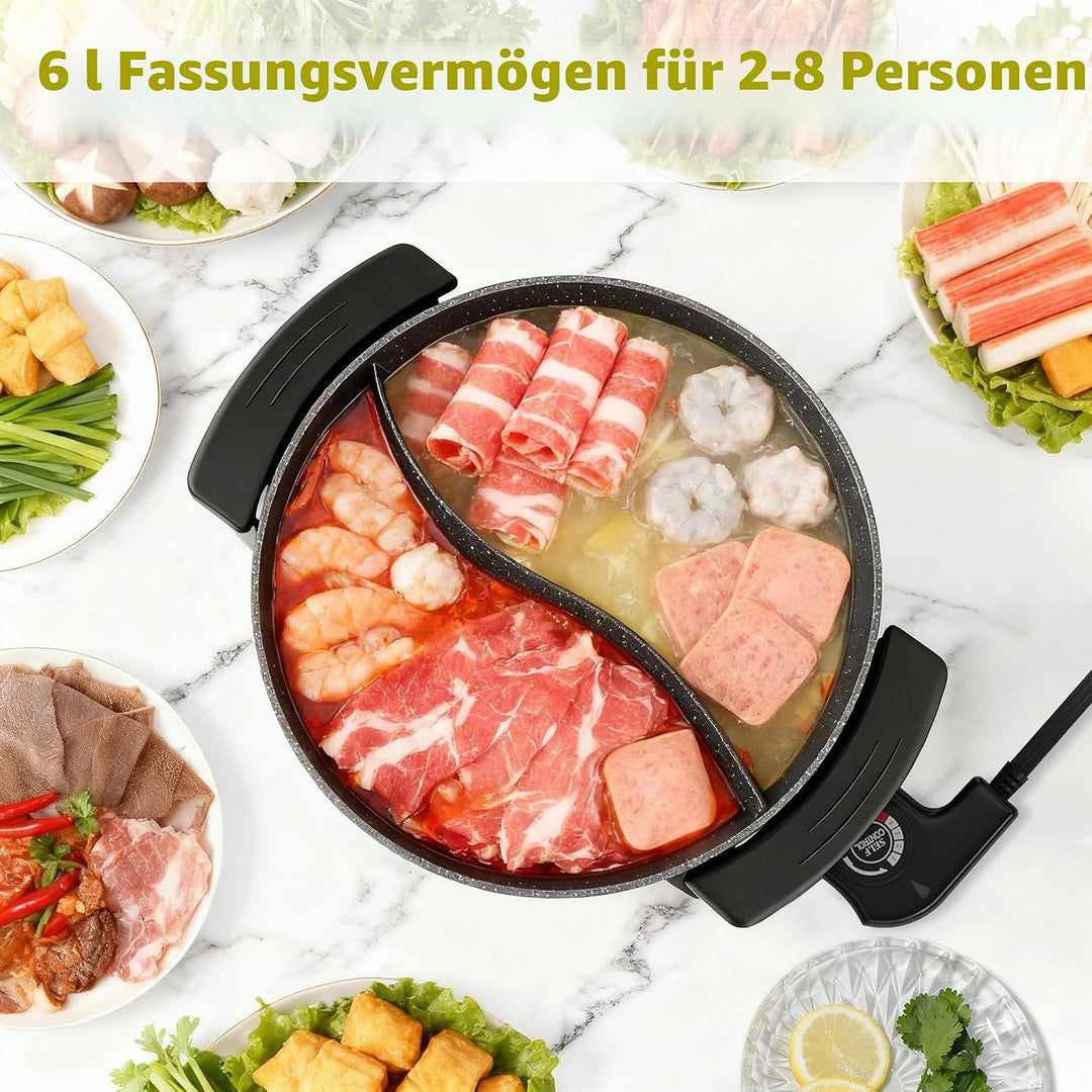 Food Party Hot Pot Elektrisch Hotpot Topf 6L Elektrischer Kochtopf 220V 1200W Doppelseitig Elektrisc