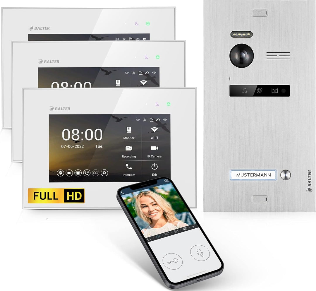 Balter EVO-HD Video Türsprechanlage, Video Türklingel mit Kamera, Smartphone App, 1 Familienhaus Kli