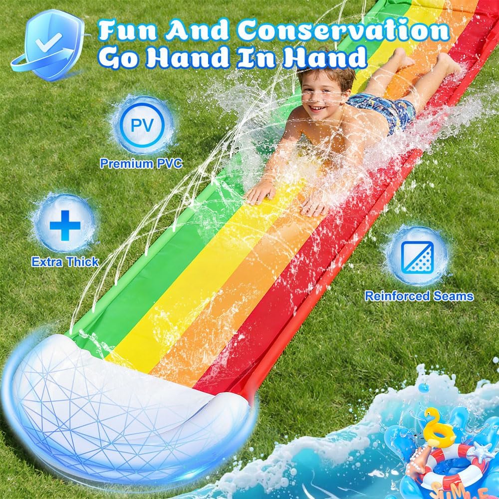Wasserrutsche Garten für Kinder, 15.7ft/480cm Wasserrutsche mit Bodyboard, Single Wasser Slide Wasse