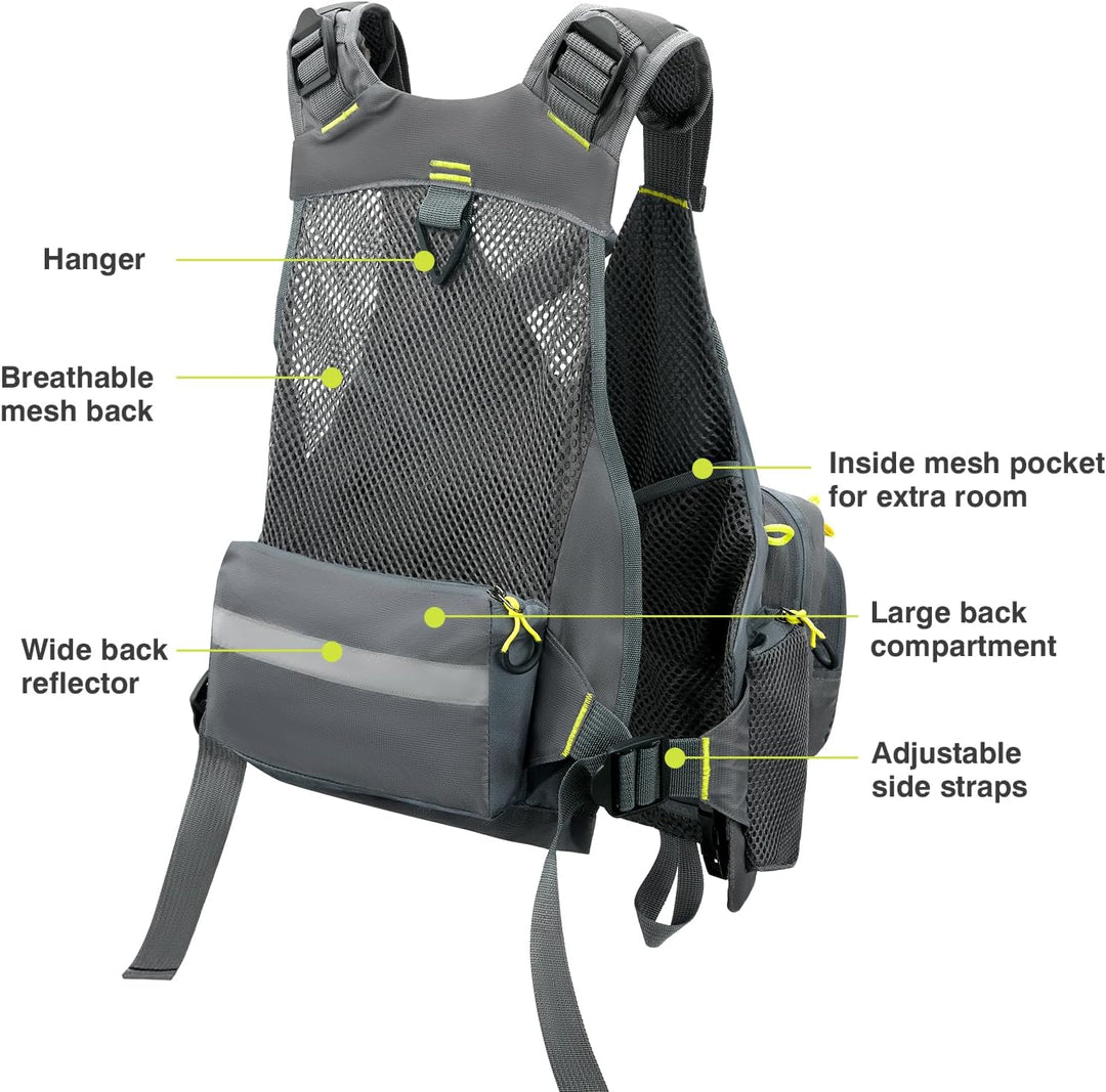 Gonex Angel Weste Herren verstellbare Arbeitsweste mit Mehreren Taschen für Angeln Fliegenfischen Ou