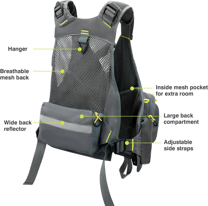 Gonex Angel Weste Herren verstellbare Arbeitsweste mit Mehreren Taschen für Angeln Fliegenfischen Ou