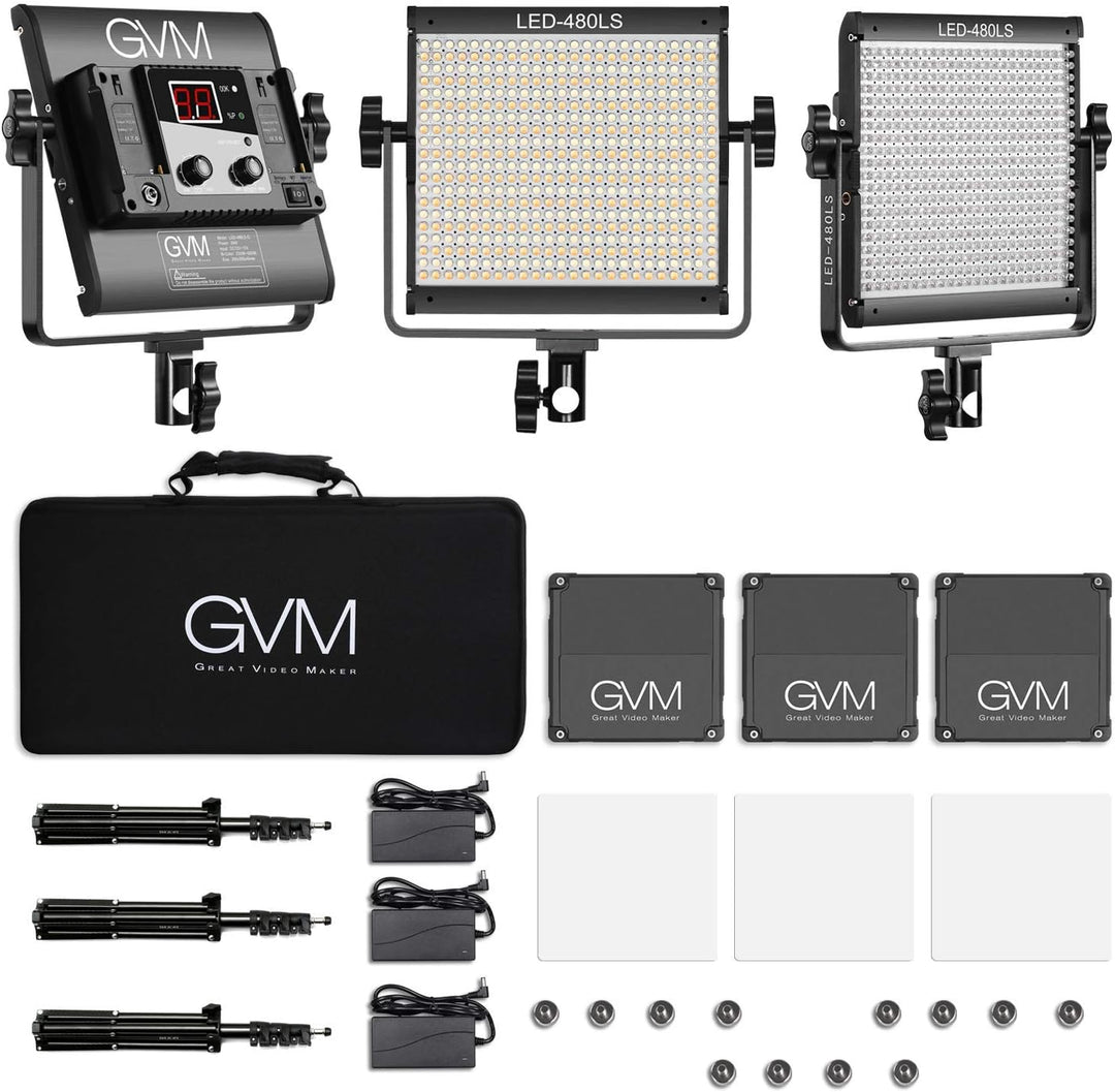 GVM LED Videoleuchte mit Stativ, APP Control 480 LED Fotobeleuchtung für YouTube Studio Videolicht S
