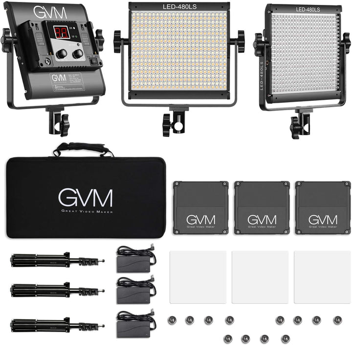 GVM LED Videoleuchte mit Stativ, APP Control 480 LED Fotobeleuchtung für YouTube Studio Videolicht S